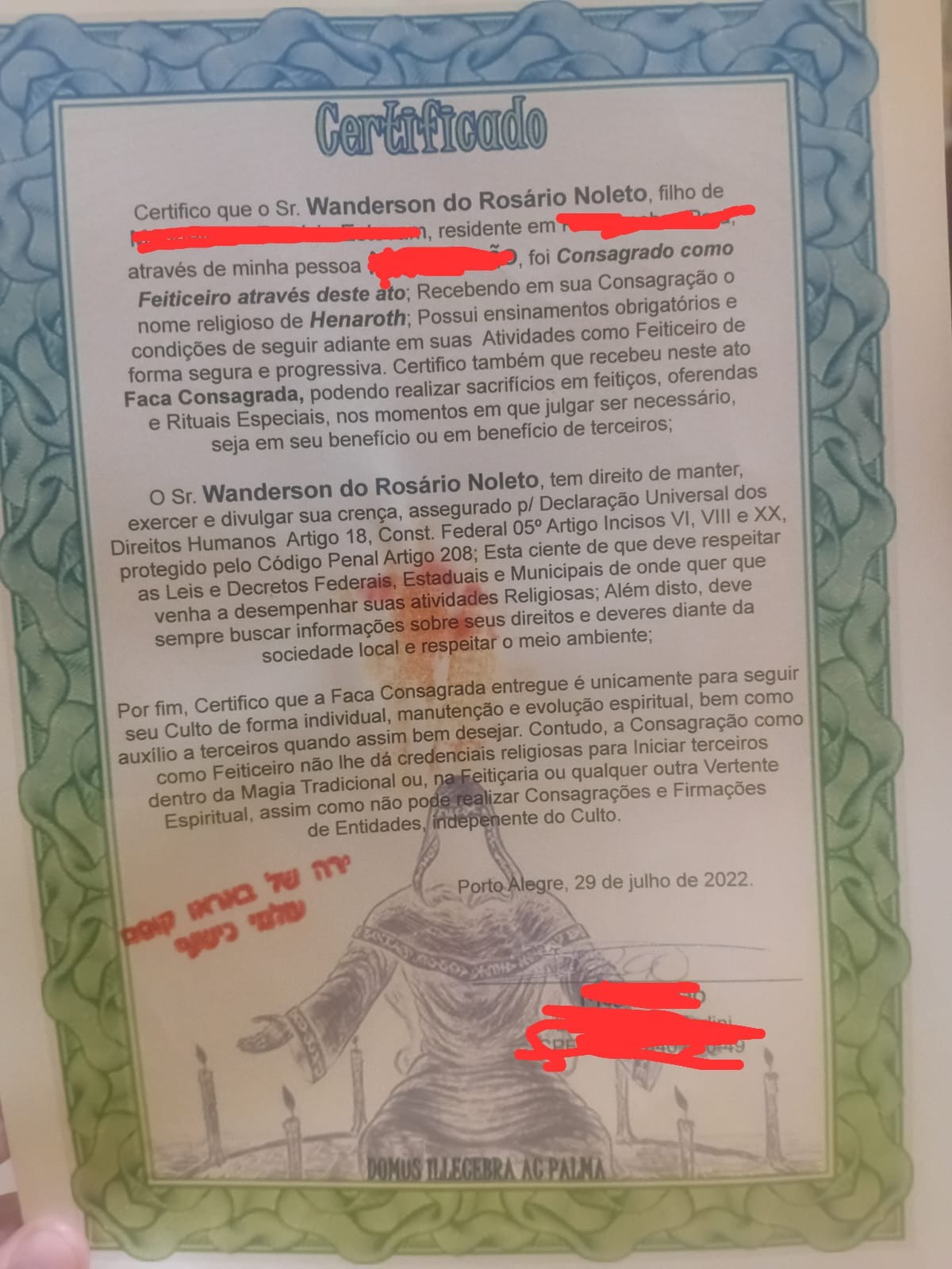 Certificado de consagração — Porto Alegre, 2022